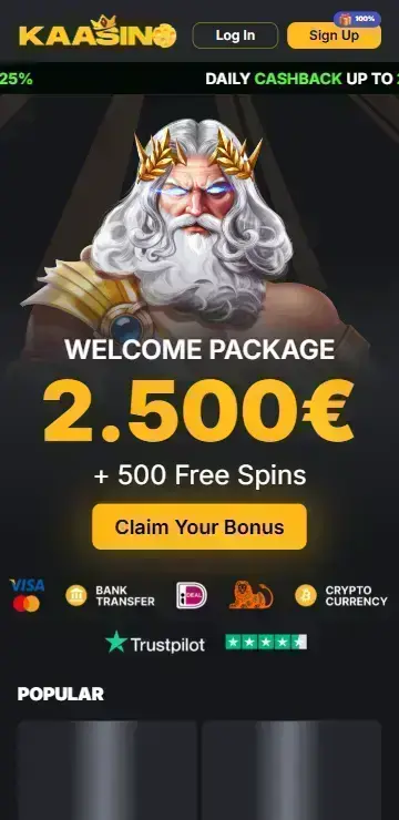 Online casino homepage featuring Circle of Life slot